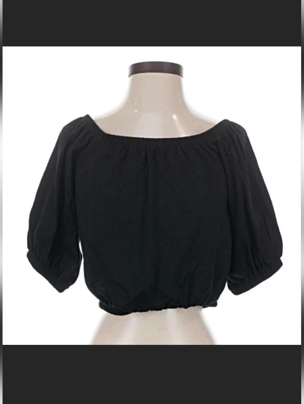 Black Off-Shoulder Puff Sleeve Women's Top